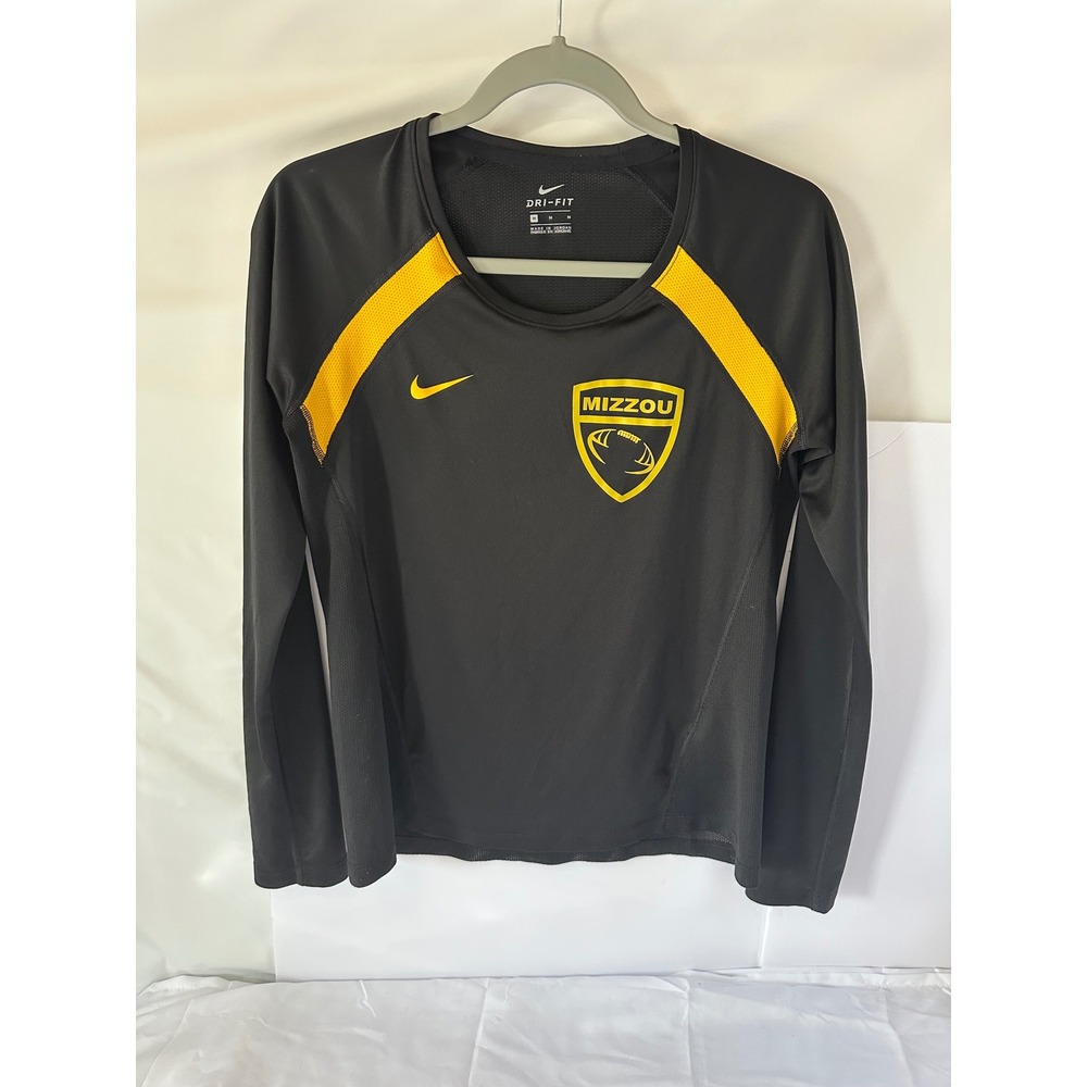 Nike Dri-FIT Mizzou Tigers Long Sleeve Shirt‎ Womens Medium Black Gold